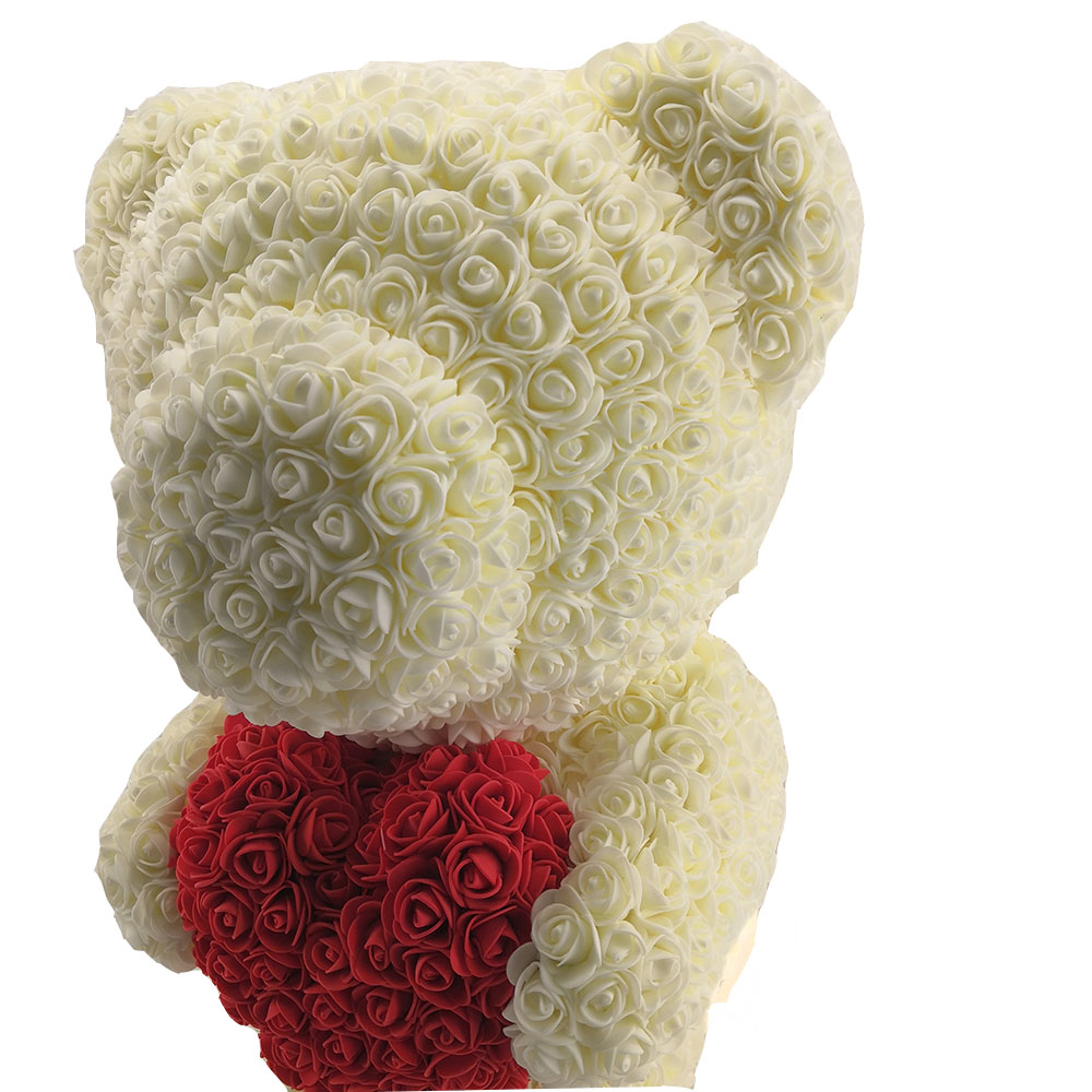 60 CM Standing Rose Bear With Heart